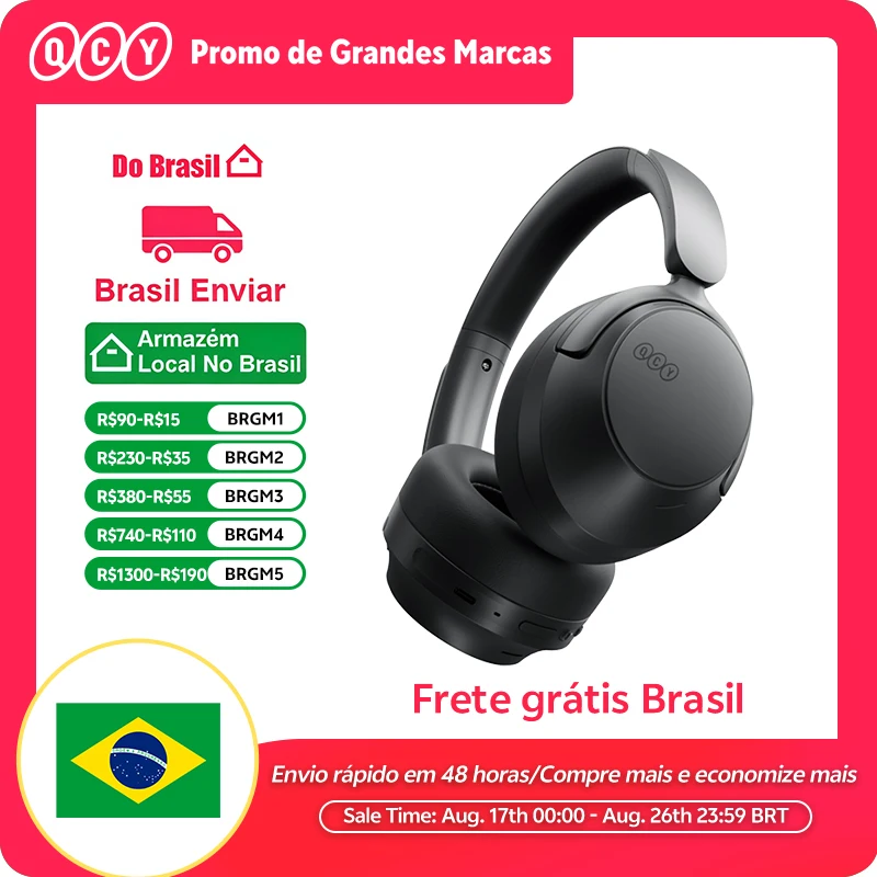 Fone de Ouvido Over-Ear QCY H3S com Som Espacial Hi-Res LDAC, Headset H3S com ANC Adaptativo de -56dB, Fone Sem Fio Bluetooth 6.0 com 102 Horas de Bateria