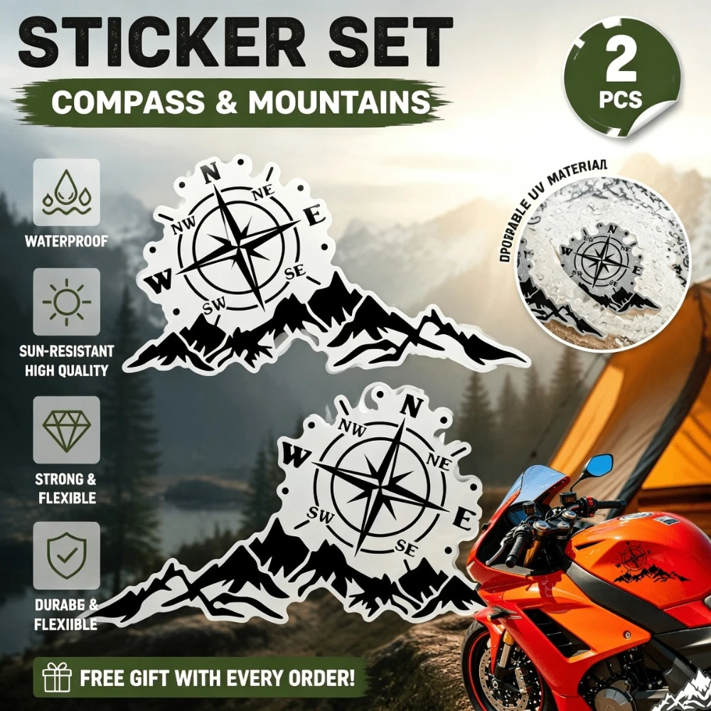 Compass Stickers Fuel Tank Decal Window Door Mountains Vinyl Sticker Car Motorcycle Accessories for Tesla Benz Audi Triumph KTM
