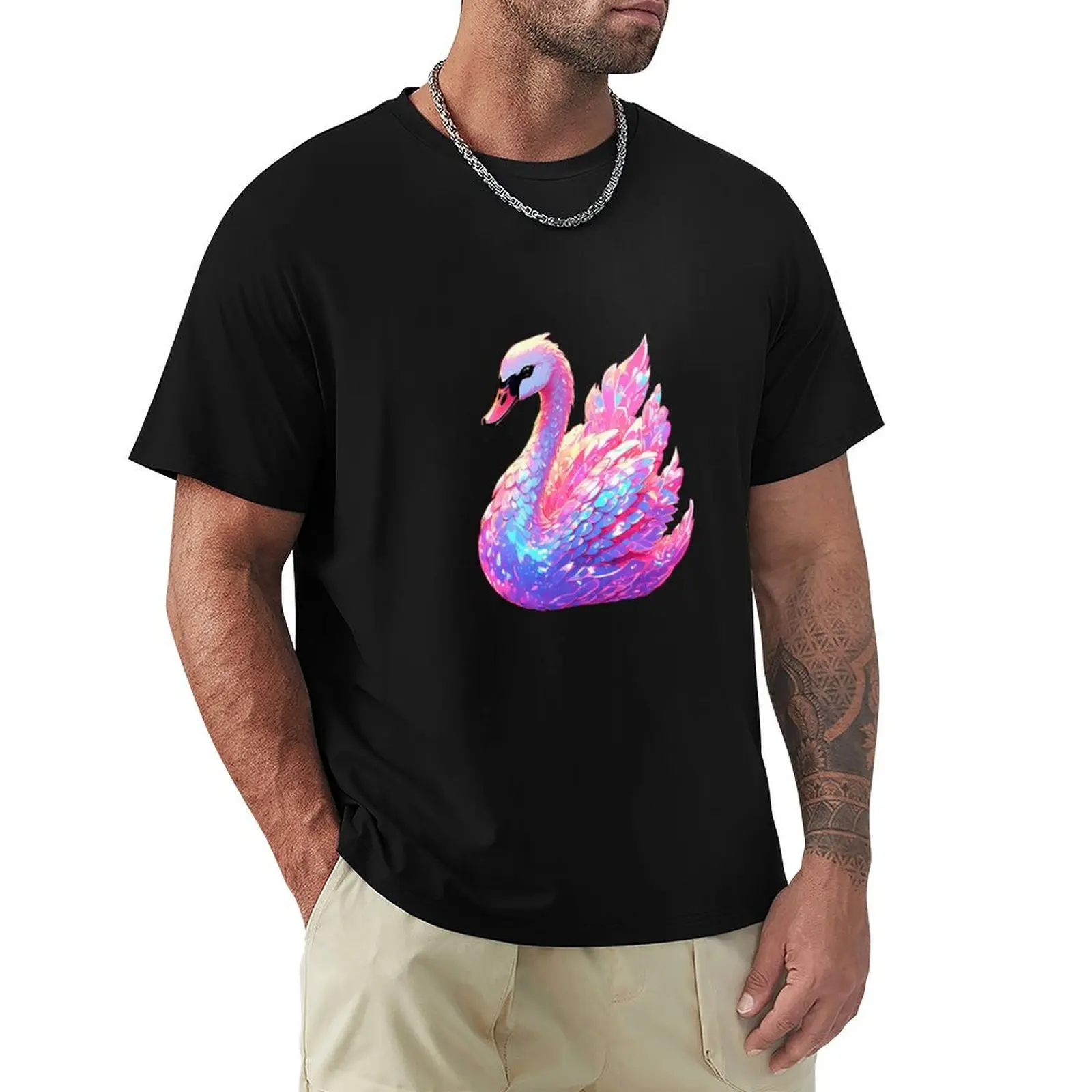 Pink swan T-Shirt Holiday Party T-Shirt for Men