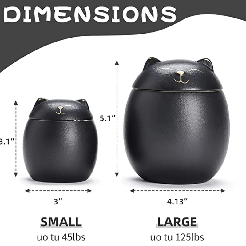 Urn for Cat Ashes- Cat Shape Memorial Cremation Urns-Handcrafted Black Decorative Urns for Funeral，Cat urn，cat memorial