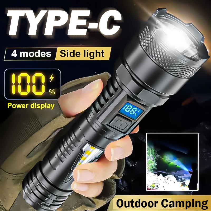 LED Side Lights Hand-held Flashlight Portable Fishing Lights Outdoor Rechargeable Glare Multifunctional Emergency Flashlight