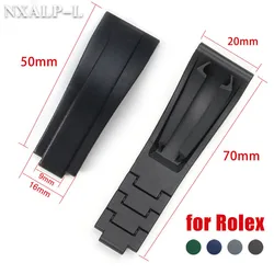 20mm Rubber Silicone Watch Band for Rolex DAYTONA SUBMARINER GMT Yacht-Master Strap Men Sports Diving Bracelet  Adjustable Size