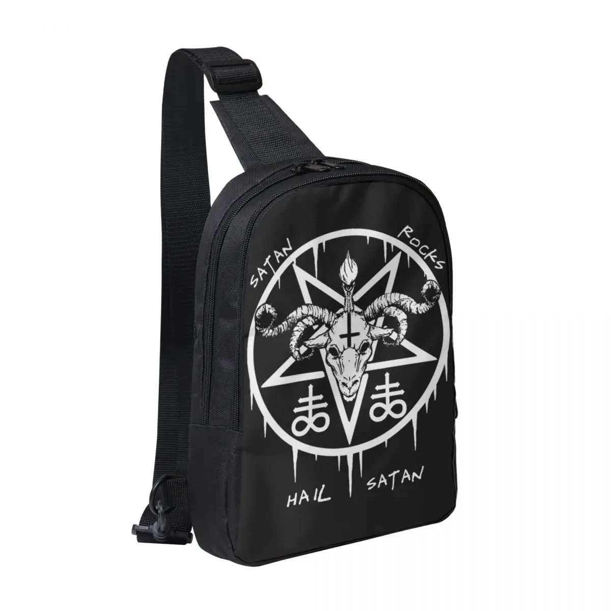 

HAIL SATAN - SATAN ROCKS - FUNNY SATANIC OCCULT Chest Bag Men Sling Crossbody Backpack Chest Bag Hiking Daypack Shoulder Bag