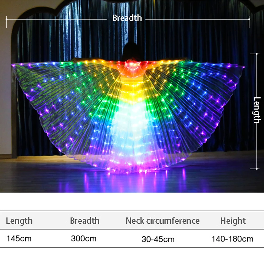 LED luminous butterfly dance wings dancing luminous props fluorescent belly dance cape length 145cm, suitable for height 160