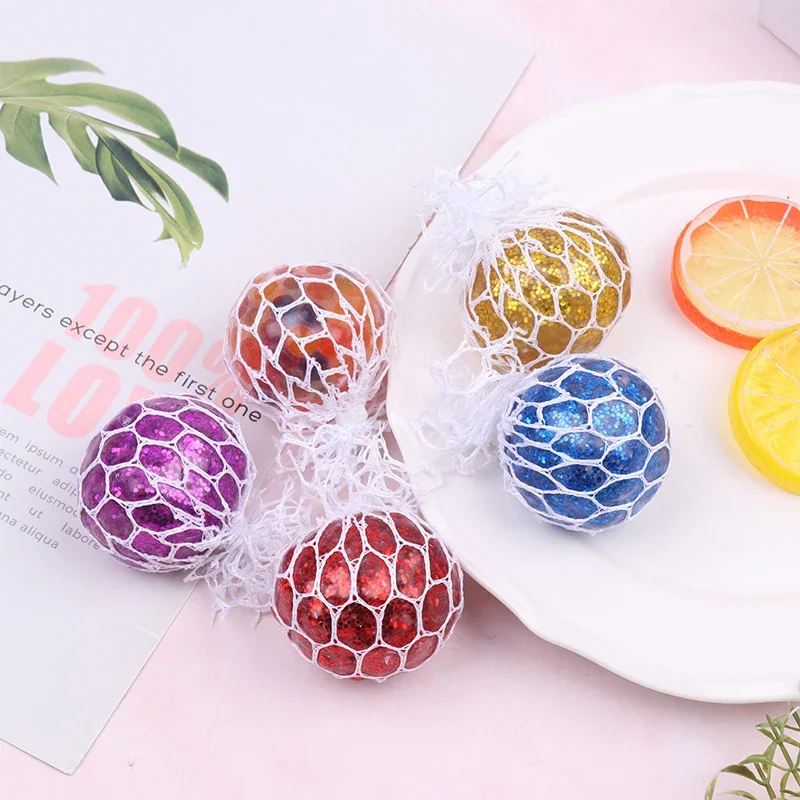 Big Diameter 6cm Exercise Hand Grip Strength Resilient Grape Net Stress Relief Ball Toy Adult Child Autism Sensor Toy Vent Ball