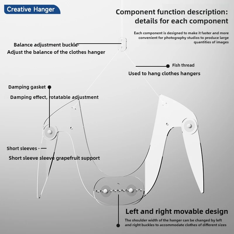 Adjustable Transparent Hanger for Women's Clothing Invisible Support Multi-Purpose Garment Display Stand Flexible Shooting Prop