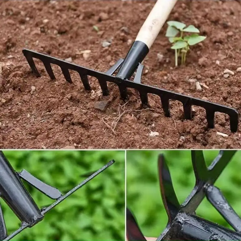 Metal Garden Rake Loosen Soil Weeding Scarifier Artifact Agricultural Tool Dethatching Rake With Sharp Teeth home garden Weeding