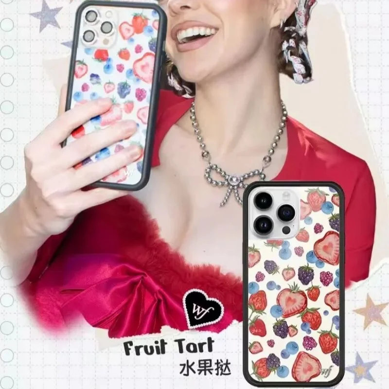 

Wildflower Girls Fruit Tart Strawberry Phone Case for iPhone 12 13 14 15 16 17 Pro Max Plus wf grape Blueberries Cover Cases
