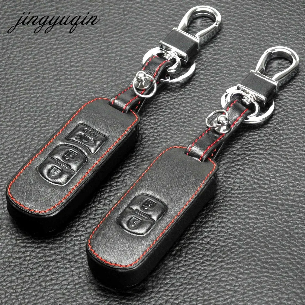 jingyuqin 2/3BTN Genuine Leather Car Key Case Protect for Mazda 2 3 5 6 CX-3 CX-4 CX-5 CX-7 CX-9 Atenza Axela MX5 Fob Cover Set