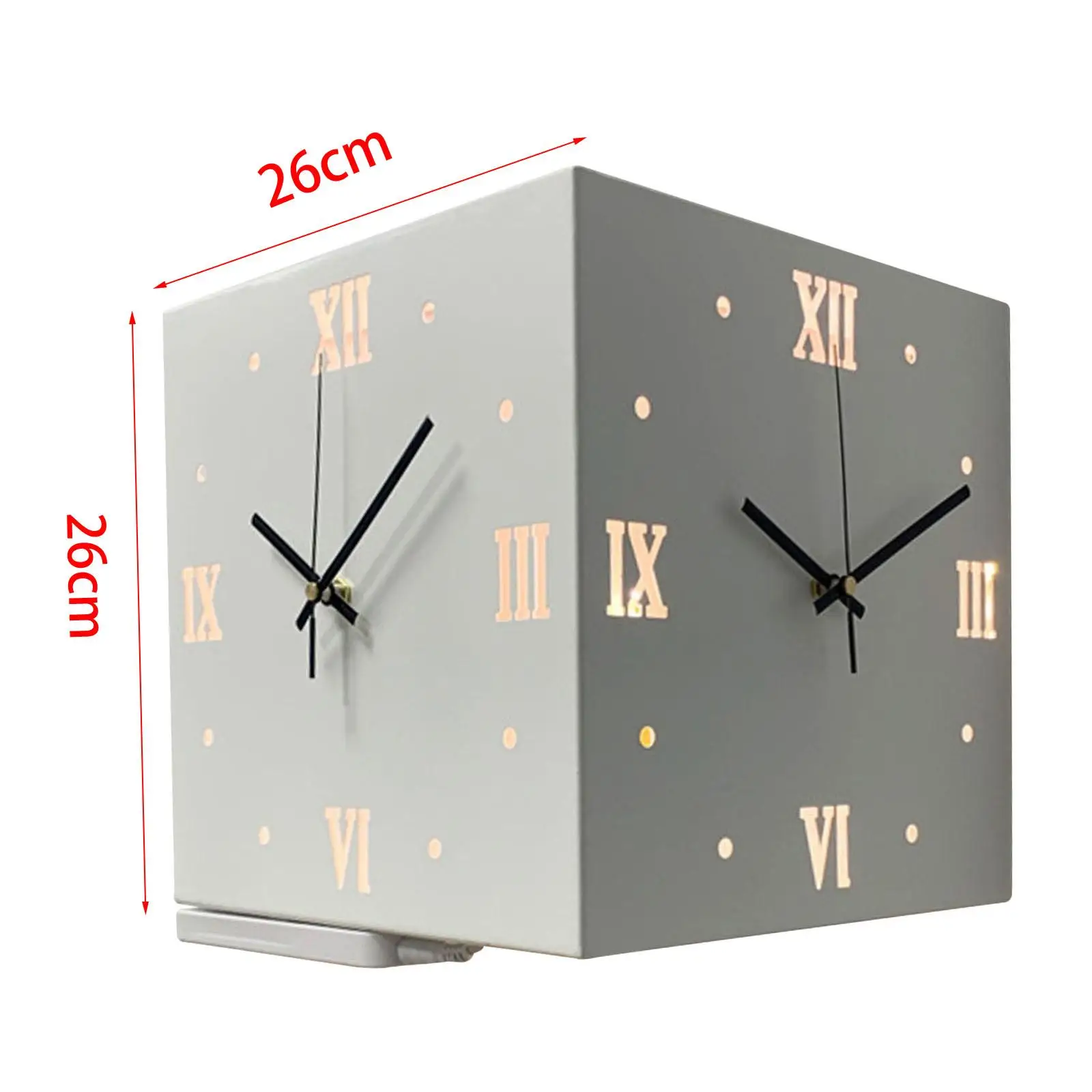 Indoor Outdoor Corner Wall Clock Square Metal Frame Double Sided Creative Decor for Bedroom Office Lounge Farmhouse Wall Art