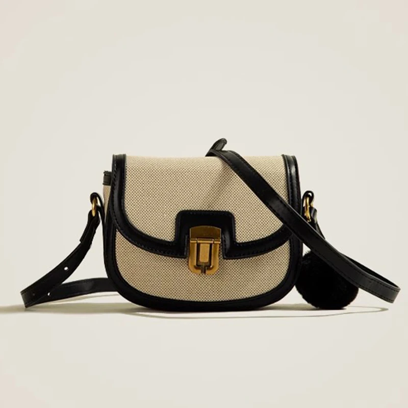 Formeki New Fashion Women Bag Ins Fashion Mixed Color Vintage Saddle Bag Crossbody Bag Casual Luxury Designer Bag