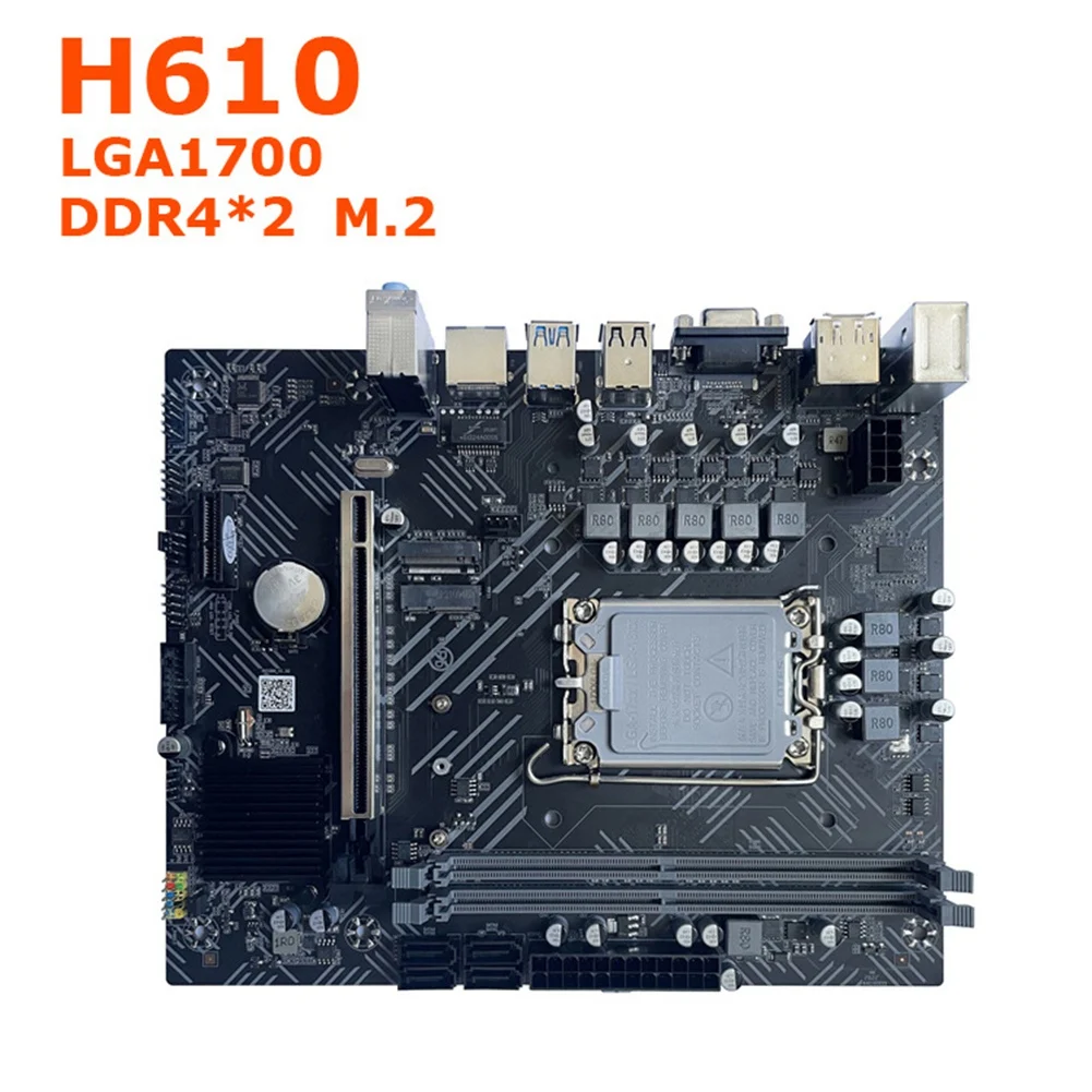 H610 Motherboard+Switch Cable+Baffle LGA1700 DDR4 PCIE 16X Gigabit LAN for G6900 G7400 I3 12100 I5 12500 12Th CPU