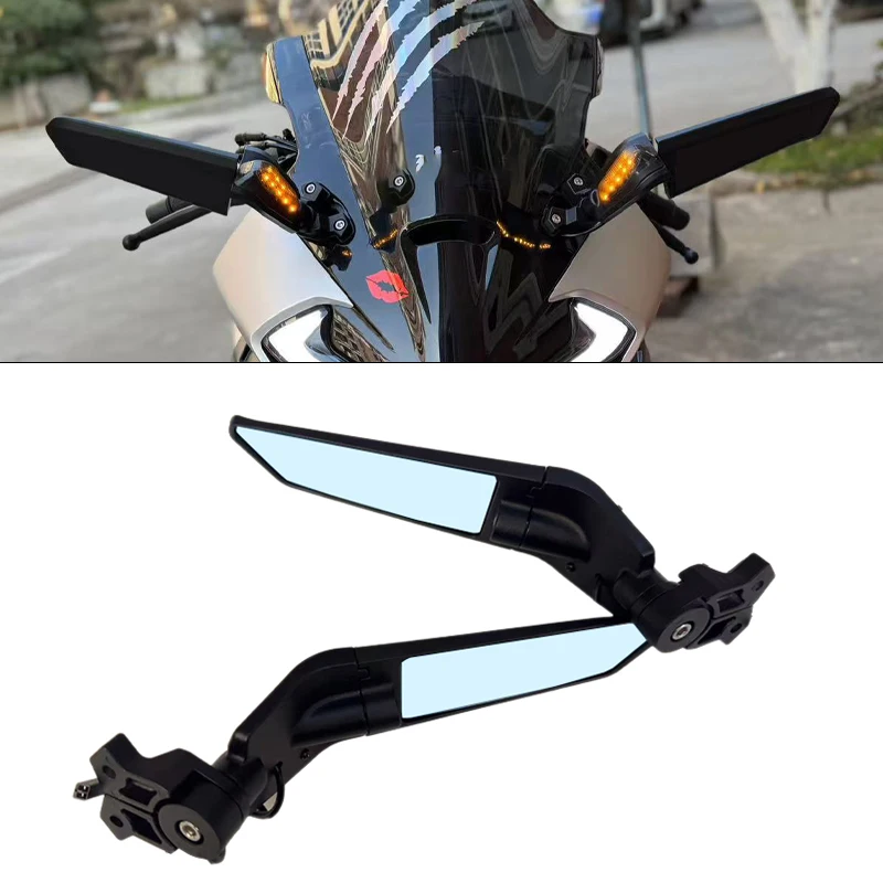 

For CFMOTO 675SR-R Modified Fixed-wing Rearview Mirror with Turn Signal All-aluminum Fixed-wing Special Motorcycle Accessories