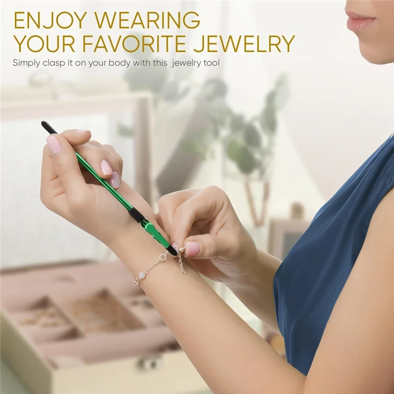 A40T 2PCS Bracelet Helper Tool - Fastener Helper Tool For Bracelet, Necklace, Jewelry, Watch - Blue, Emerald