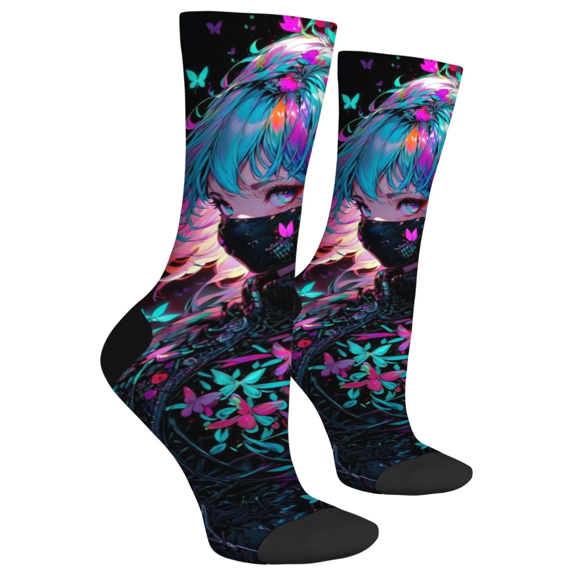 애니메이션 소녀 프린트 양말 참신 하라주쿠 레트로 웃긴 스트리트 힙합 압축 양말 남여 편안한 통기성 양말 선물