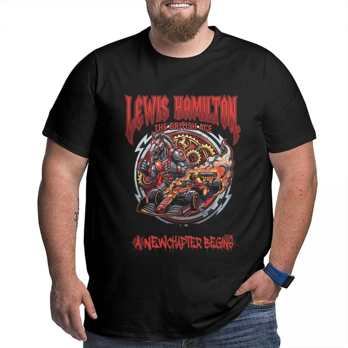 Men Lewis Hamilton Champion Fans Support T Shirt Vintage Cotton Crewneck T Shirt Homme - view 5