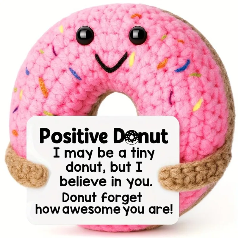 1개 크로셰 포지티브 도넛 공룡 미니 장식품 감정 카드 포함 창의적인 책상 장식 & 발렌타인데이 장난감