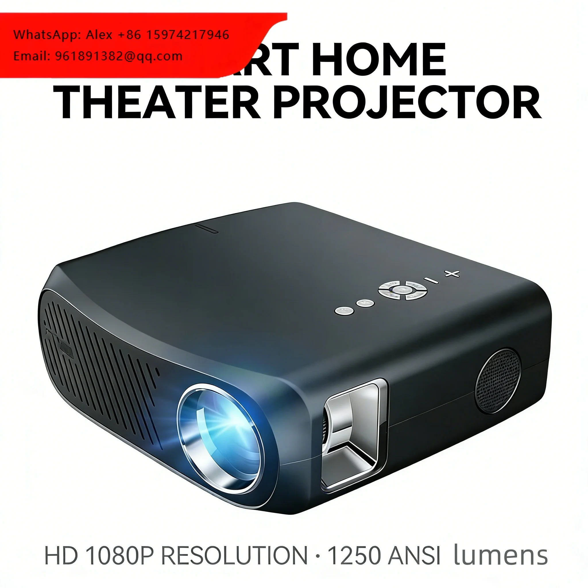 

Проектор Smart Android 4K/1080P с яркостью 1250 ANSI люмен, Wi-Fi, 2 ГБ ОЗУ, стереодинамиками HIFI, портативный LED-проектор