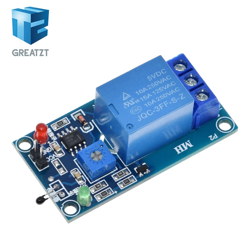 5V/12V Thermosensor-Modul 1-Kanal-Relaismodul Kombimodul Thermistor Temperatursensor-Modul für Arduino für DIY-Projekte
