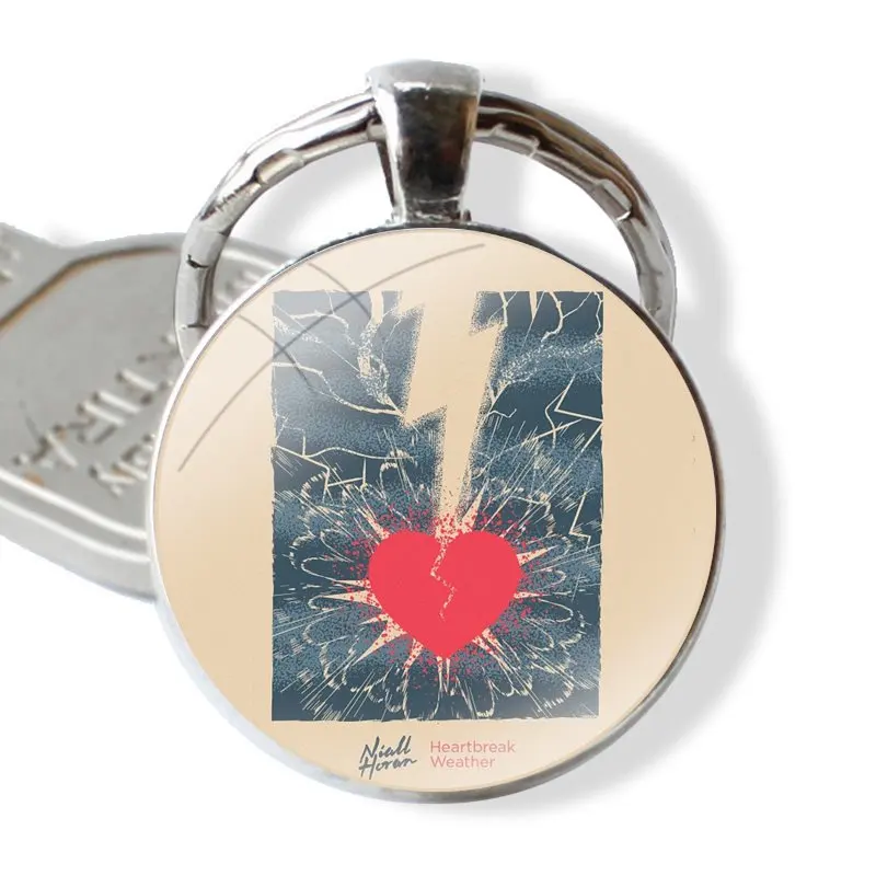 Heartbreak Weather Keychain Handmade Glass Cabochon Key Ring Holder Pendant Key Chains