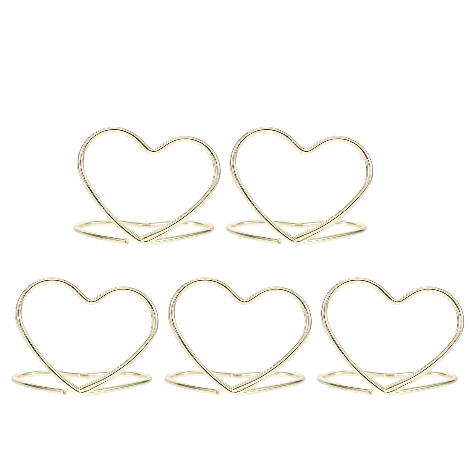 

12 PCS Number Heart-shaped Ring Message Holder Bride Place Card Holders Gold Stand