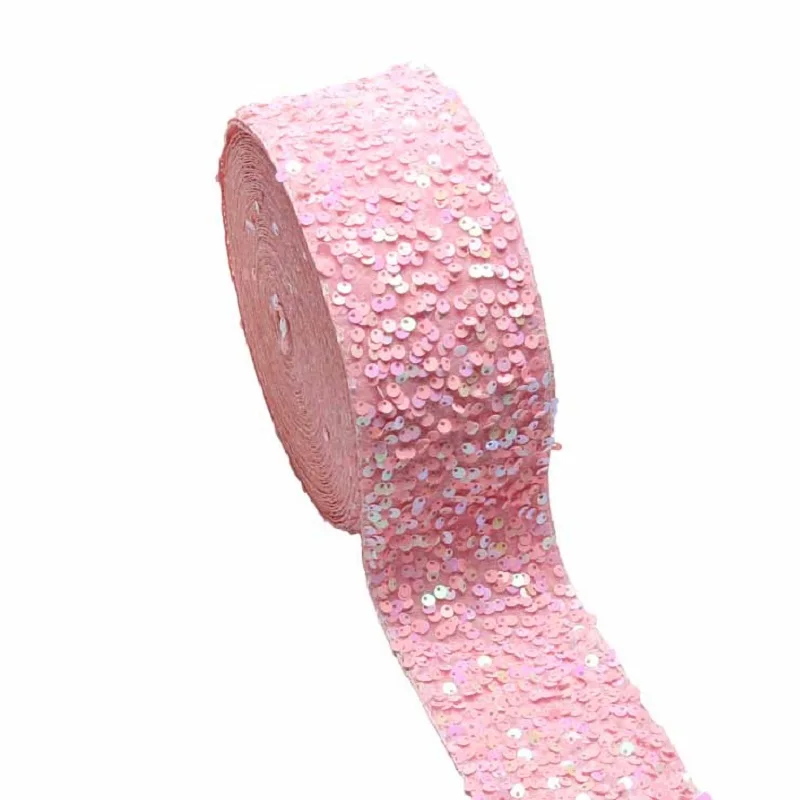 

Pink Velvet Sequin Ribbon 3inch 75mm for Hairbows Accessories 20yards/lot