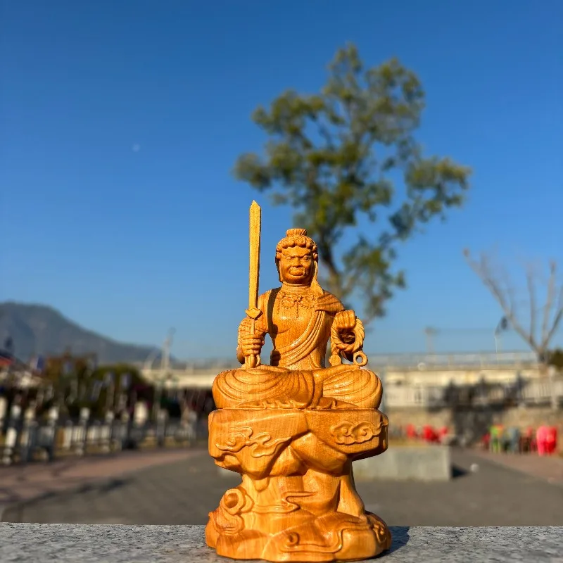 Hand-Carved Wood Acala Statue - 5.1