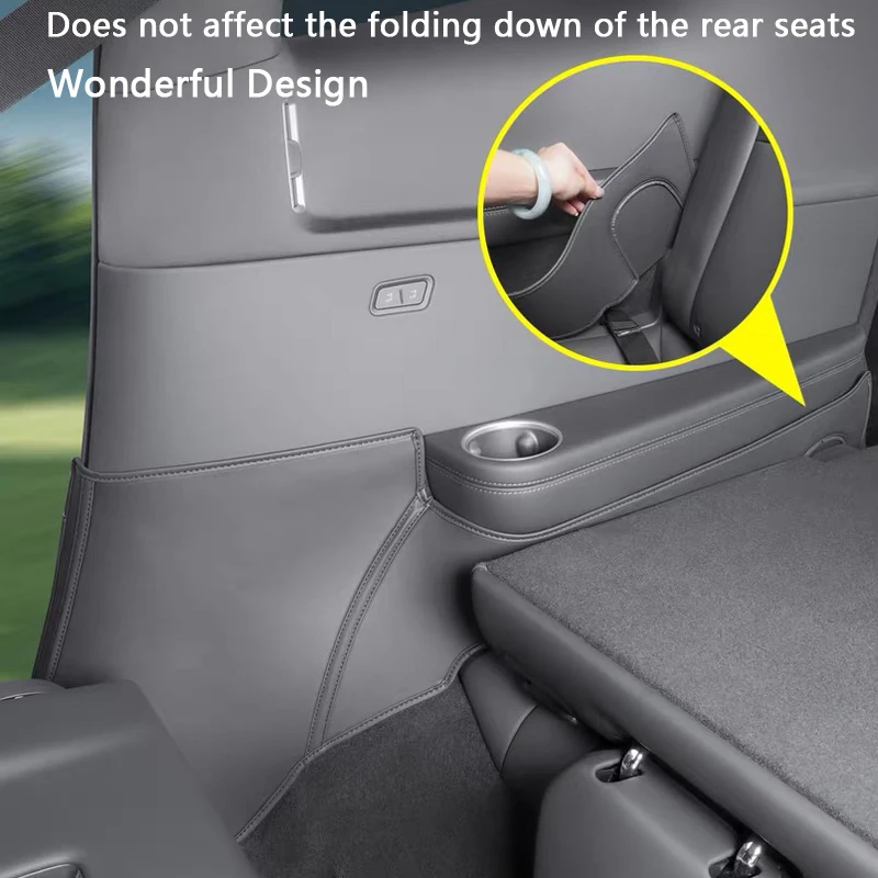 Beidseitige Kofferraumschutzabdeckungen für Tesla Model YL 6-Sitzer, Lederoberflächen-Eckenschutzabdeckung, Laderaumauskleidung, Schmutzschutzmatte – Detail 3
