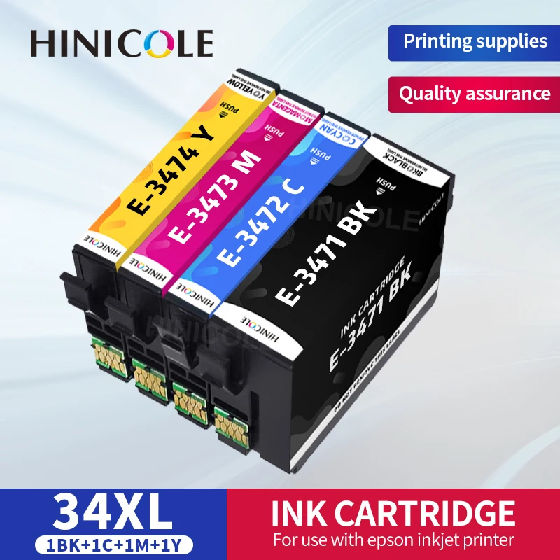 

HINICOLE T34XL T34 совместимый картридж 34XL T3471 T3472 T3473 T3474 для принтера Epson Workforce Pro WF-3720DWF WF-3725DWF