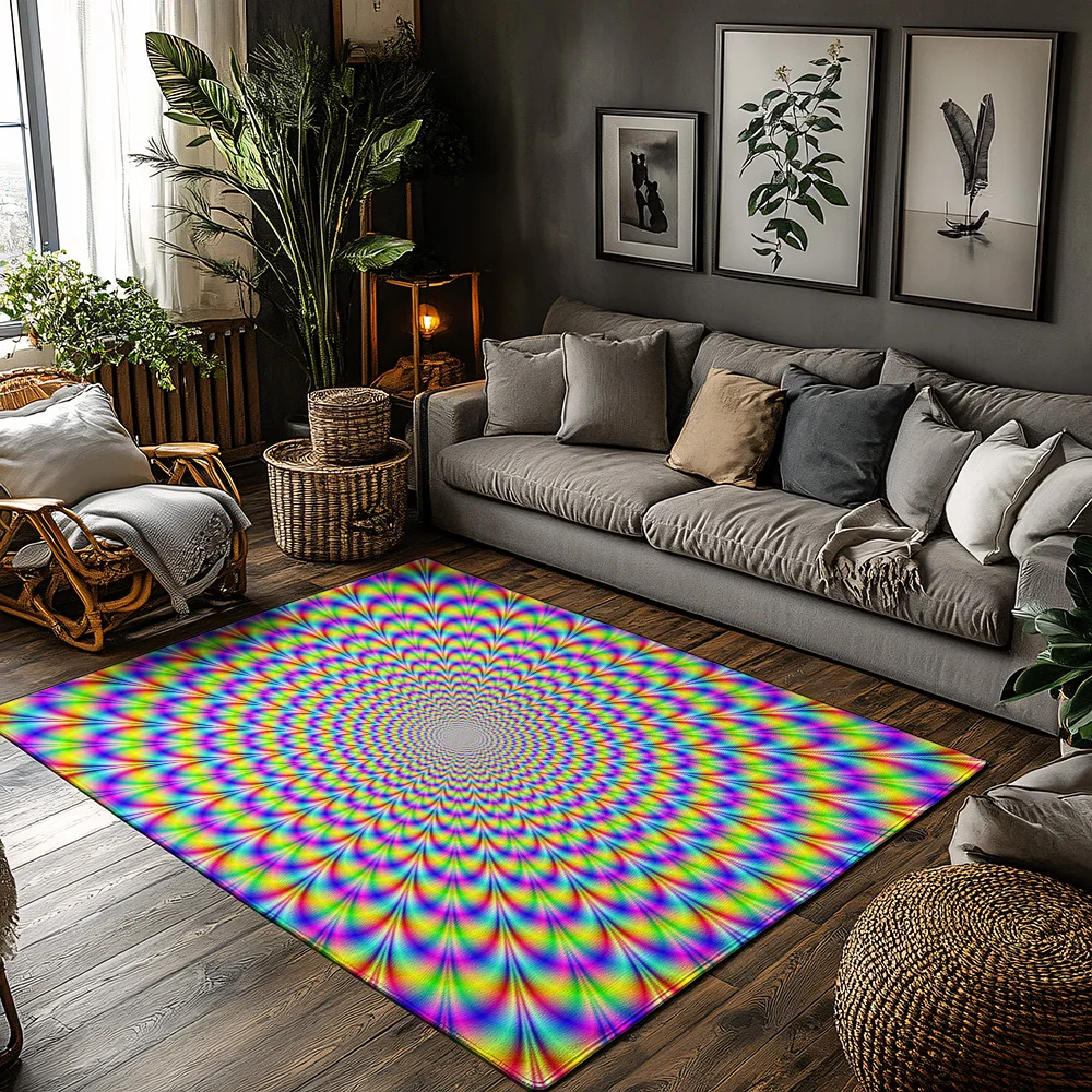 

Tuniu Psychedelic Optical Illusion Rug, Vibrant Color Shifting Floor Mat, Home Decor, Anti-Slip Doormat