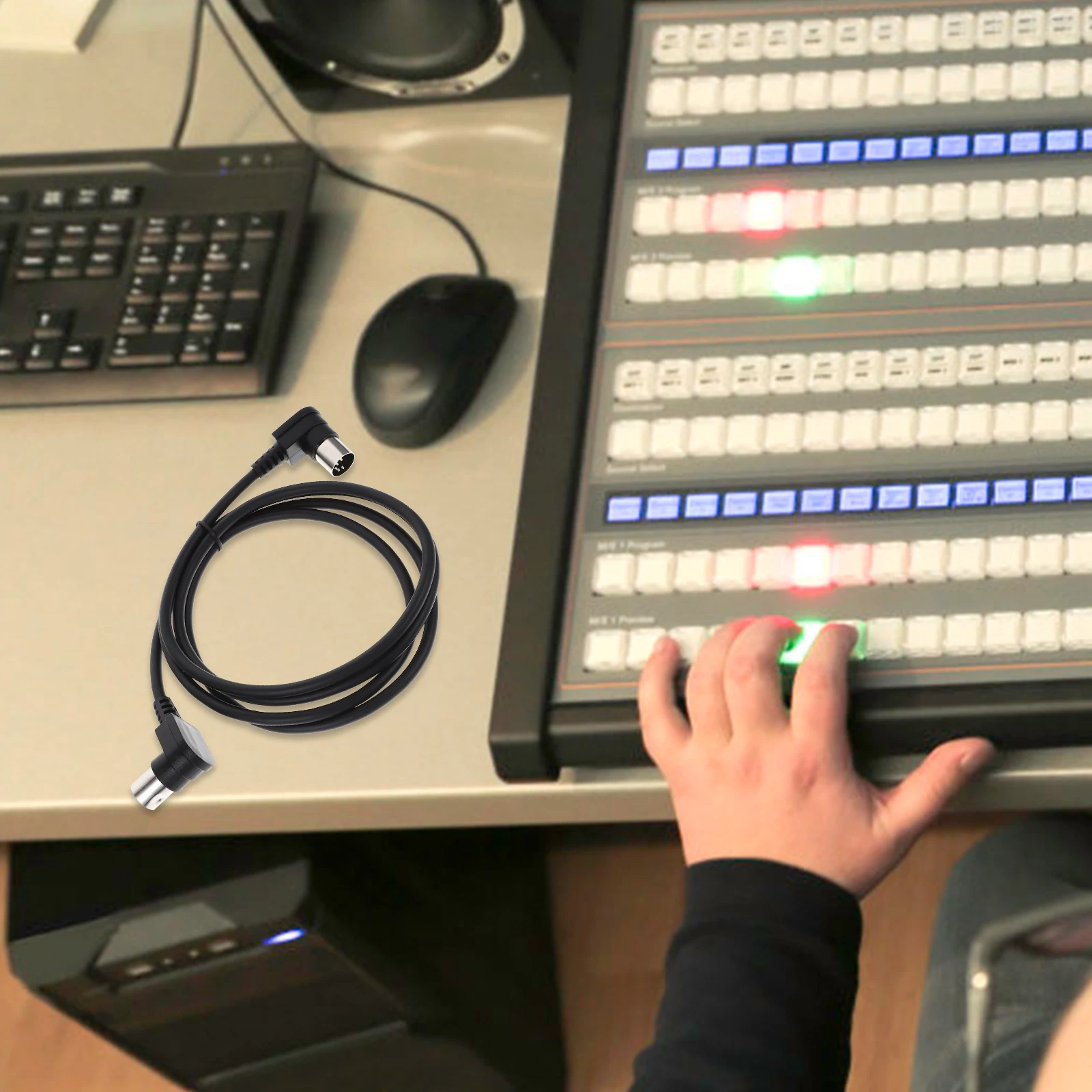 

2 Pcs Degree DIN 5 pin MIDI Cables 1.5m Stage Performance Connection Line Audio Midi Cable Electronic Keyboard Accessories