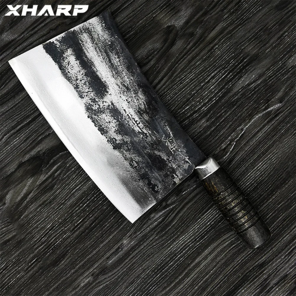 4Cr13MoV Traditional Kitchen Knife Sharp Razor Chef Carbon Steel Slicing Butcher Knife Cutter Handmade Chopping Cleaver Tools