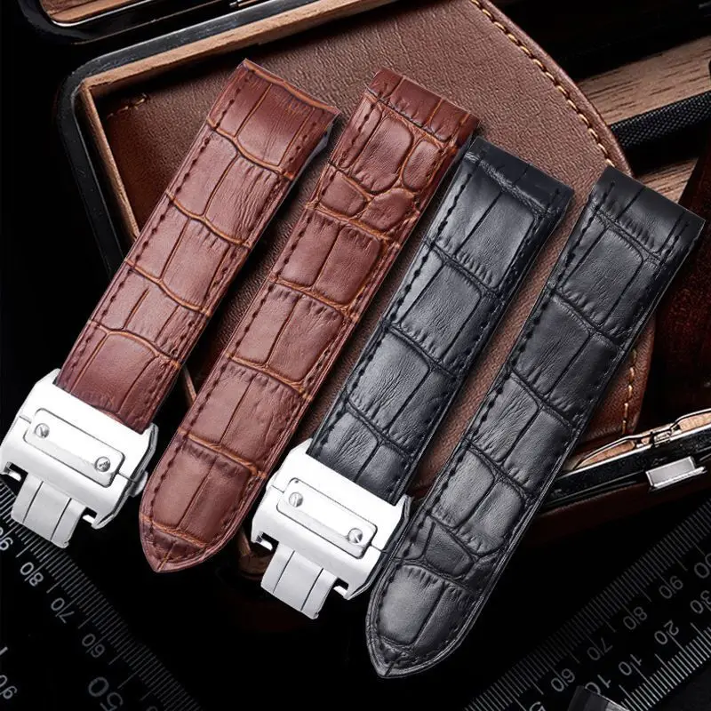 

Cow Leather Watch Strap for Cartier Santos 100 Series Watch Bracelet Folding Buckle Waterproof Watch Accessories 20mm 23mm Belt