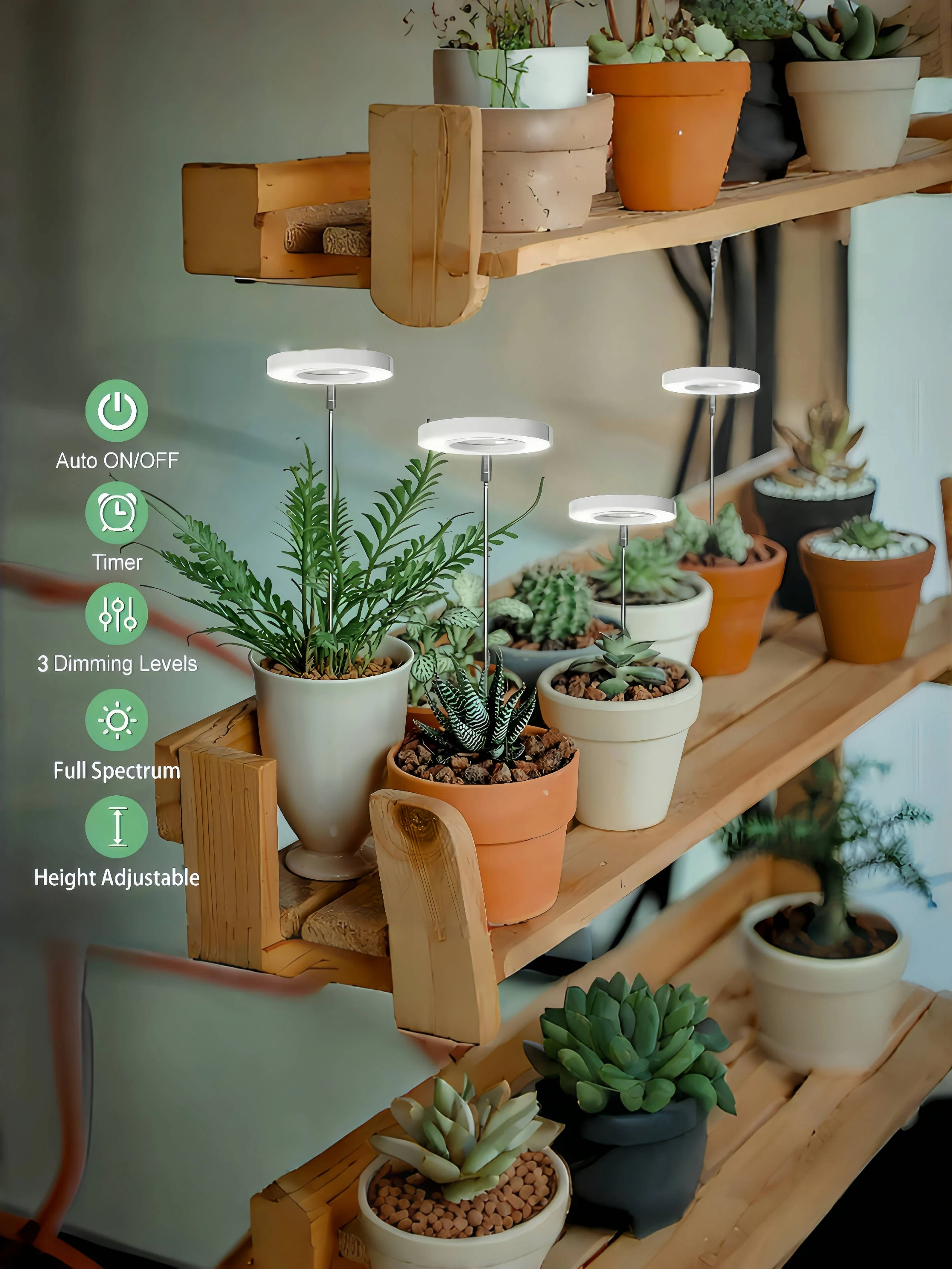 Lampu Tanaman, Lampu LED Spektrum Penuh untuk Tanaman Dalam Ruangan, Tinggi Dapat Disesuaikan, Timer Otomatis, Tegangan Rendah Aman 5V