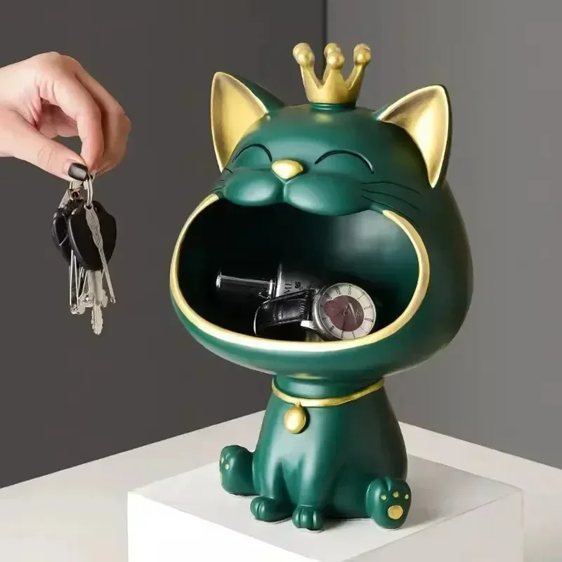 Fortune Cat Big Mouth Cat Entryway Key Storage vassoio di lusso ornamenti decorativi soggiorno TV Cabinet decorazioni organizzatori