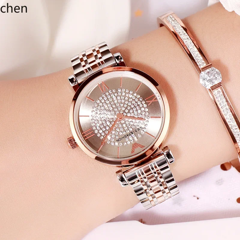 ii9 women's watch is fashionable, diamond-embellished, waterproof, with a  strap and quartz  and features luminous brightness
