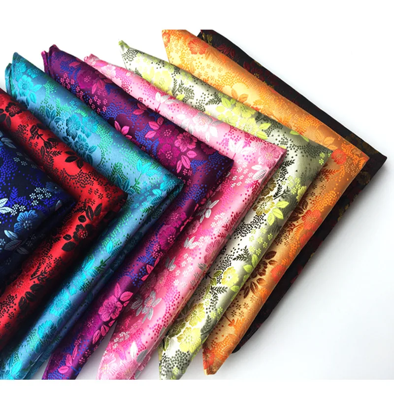 พิมพ์ดอกไม้โพลีเอสเตอร์ผู้ชาย Pocket Square เจ้าบ่าวงานแต่งงานชุดผ้าพันคอผ้าพันคอดอกไม้ผ้าเช็ดหน้าผ้าเช็ดตัวอุปกรณ์เสริมของขวัญ