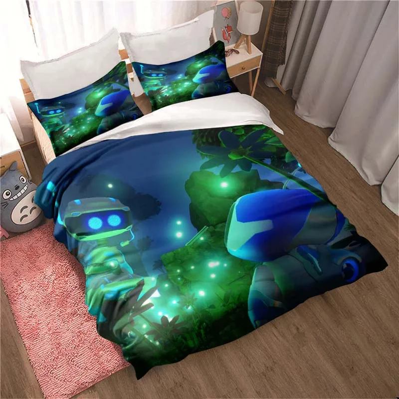 Imagem -05 - Astro Bot-conjunto de Cama Bonito dos Desenhos Animados para Adultos e Crianças Capa de Edredão Solteiro Duplo Cama King Size Fronha Quarto