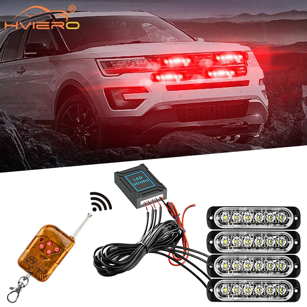 

24LED Wireless Car Strobe Emergency Signal Flash Warning Light 12V Trailer Automatic Diode Truck Modification Accessories Modify