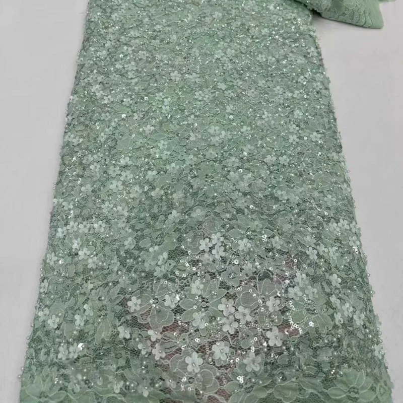 Beaded Sequined Embroidered Tulle Fabric for DIY Sewing Evening Gown Performance Costume Accessories Clothing Fashion Cloth