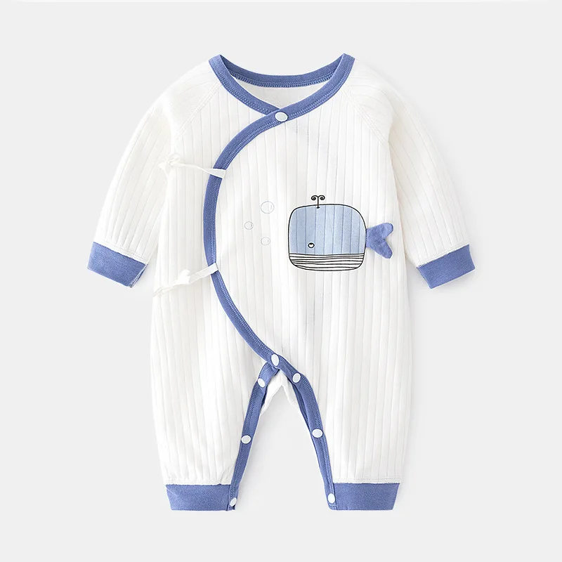 

Модный хлопковый боди для новорожденных с цветочной вышивкой, без подкладки, для осени, зимы, весны и лета