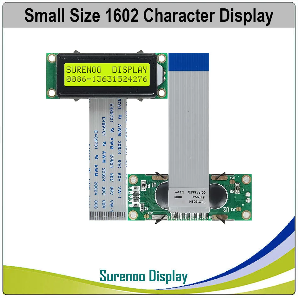 Surenoo 162 16X2 1602 Smaller Character LCD Module Display Screen LCM STN Yellow Green Blue Negative White Yellow LED Backlight