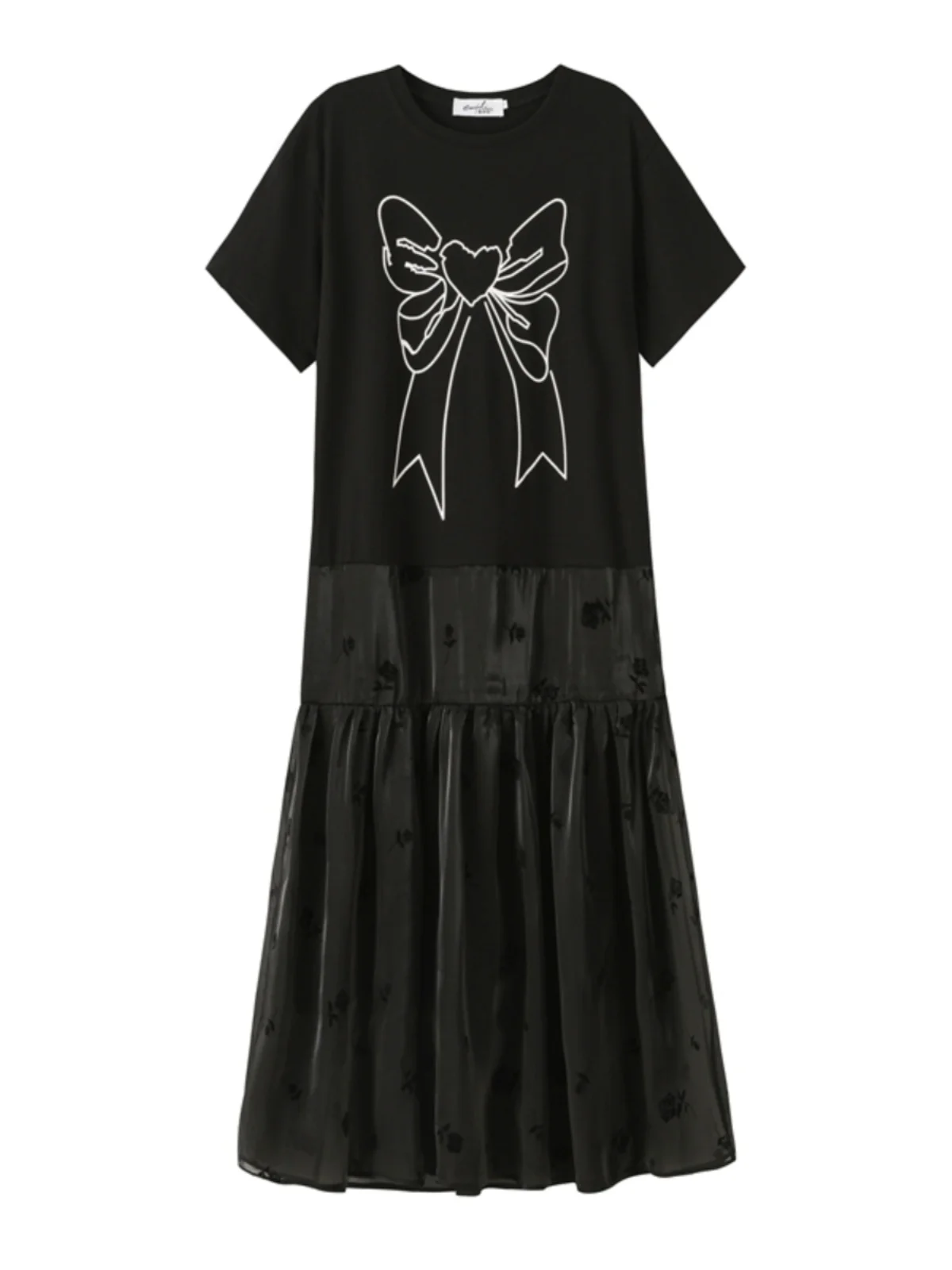 T-shirt Long à nœud d'été pour femmes, taille ample, épissage ort Sve, mélange de coton, jupe gâteau coréenne