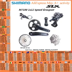 SHIMANO SLX M7100 Groupset 170mm 175mm 32T 34T Groupset 1x12Speed M7100 Shifter Rear Derailleur Crankset Cassette Micro Spline