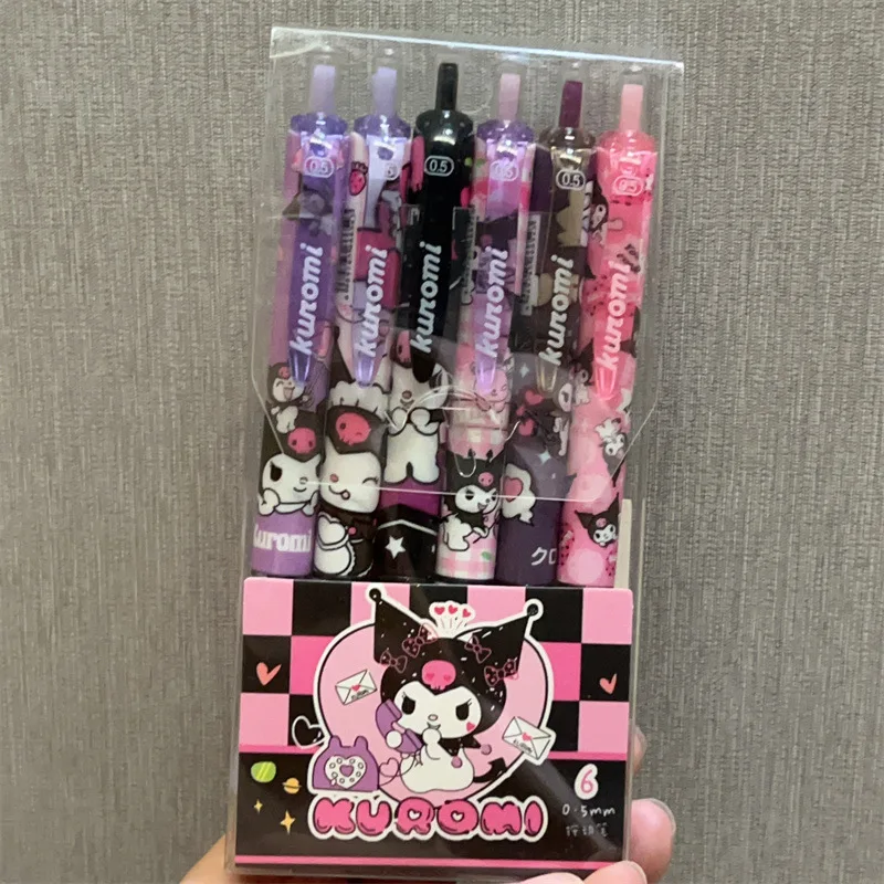 Sanrio Anime Kawaii Kuromi 0.5Mm Gel Pen Boxed Press-Type St Head Carbon Pen High-Value Girl Heart Cute Office Signature Pen