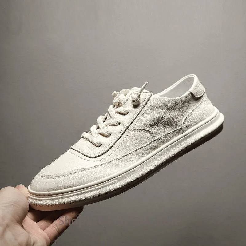 Spring Cow Leather White Oxford Shoes Men's Genuine Leather Breathable Japanese Casual Soft Sole Sport Shoes Male Sneakers