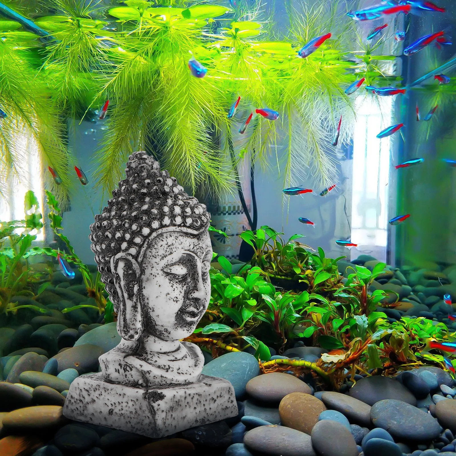 

1Pcs Resin Buddha Statue Aquarium Ornament Creative Fish Tank Decoration Safe Buddha Statue Fish Tank Ornament