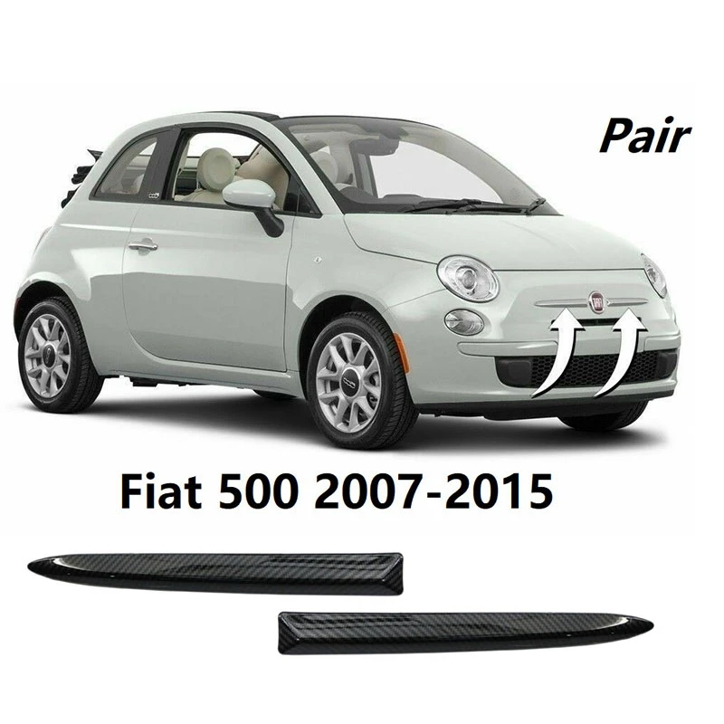 2X Carbon Fiber Style Car Front Bumper Upper Trim Moulding Styling Mouldings for Fiat 500 2007-2015 735455041 73545502