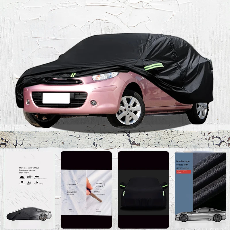 For Nissan March Anti-UV Sun Shade Rain Snow Resistant Dustproof Black cover Car umbrella Full Car Cover Outdoor Protection