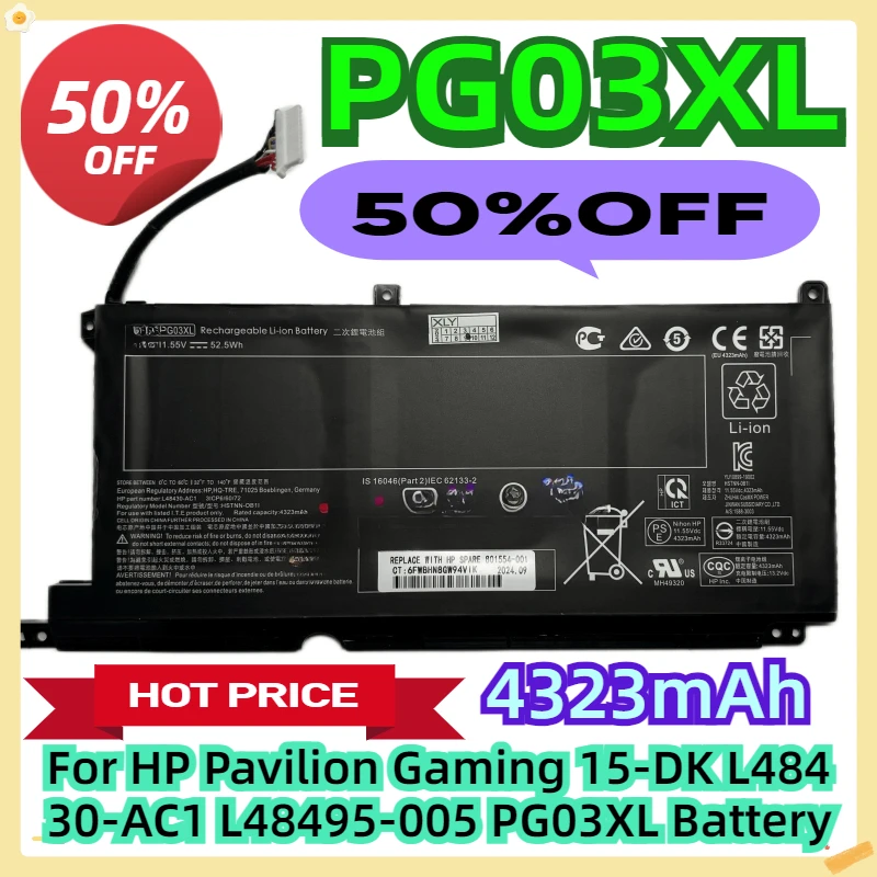 

For HP Pavilion Gaming 15-DK L48430-AC1 L48495-005 PG03XL Battery